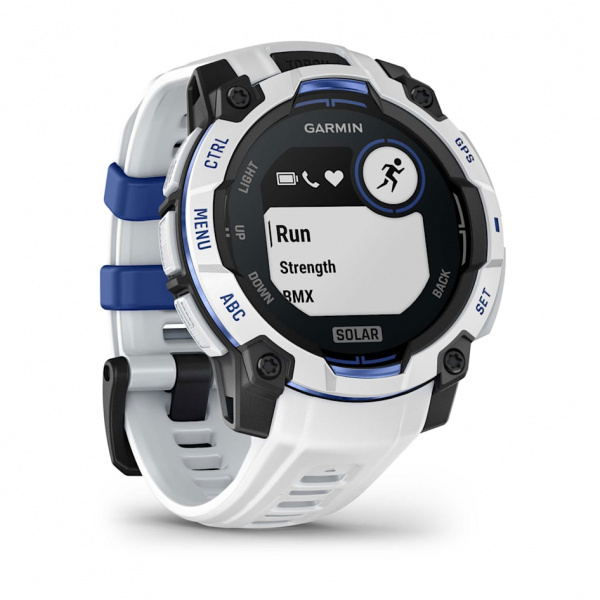 умные часы watch garmin instinct 3 50 solar whitestone with black/bolt blue band 010-02935-03