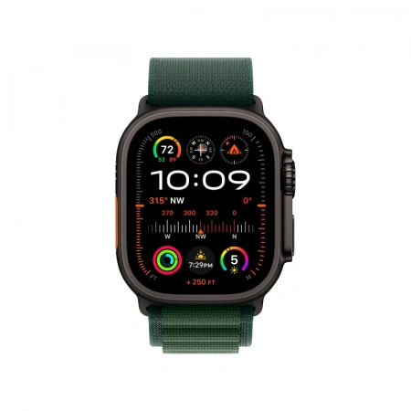 умные часы apple watch ultra 2 (2024) 49 black titanium case with l dark green alpine loop