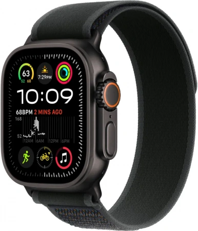 умные часы apple watch ultra 2 (2024) 49 black titanium case with m/l black trail loop